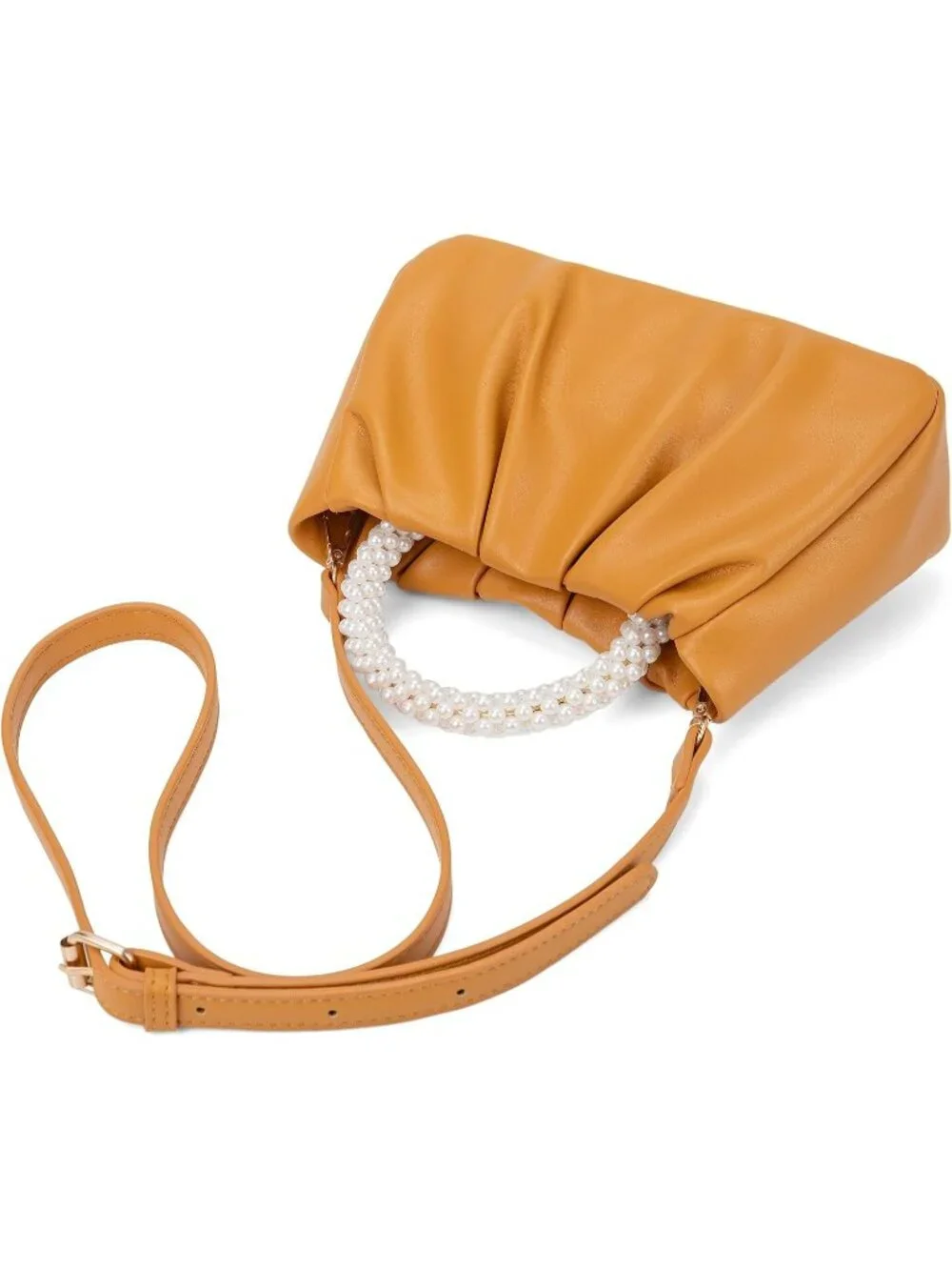 👜Women's Brown Leather Wedding Party Pearl Elegant Clutch Purse Magnetic Snap